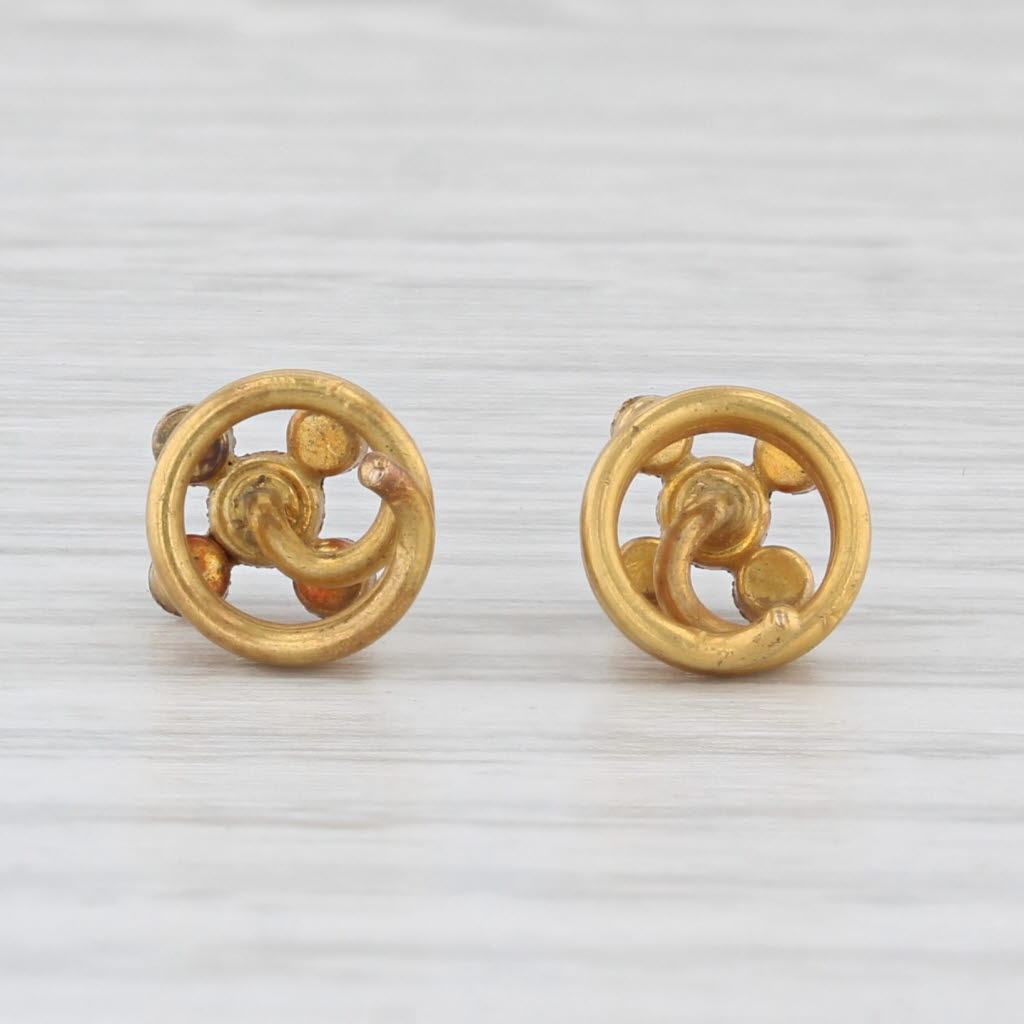 Light Gray Antique Set of 2 Shirt Studs Pearls 22k Yellow Gold