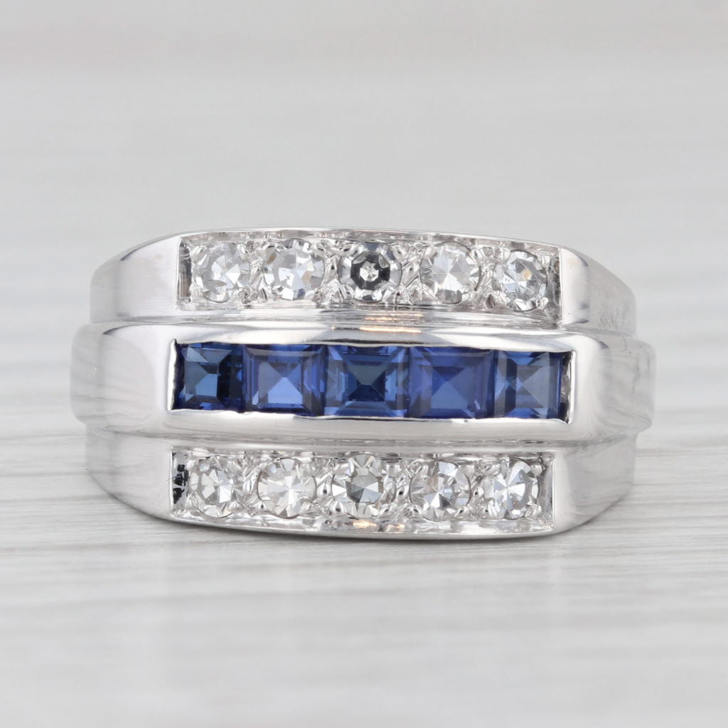 Light Gray 0.80ctw Lab Created Sapphire Diamond Ring Wedding Band 14k White Gold Size 6.75