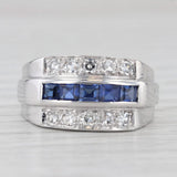 0.80ctw Lab Created Sapphire Diamond Ring Wedding Band 14k White Gold Size 6.75