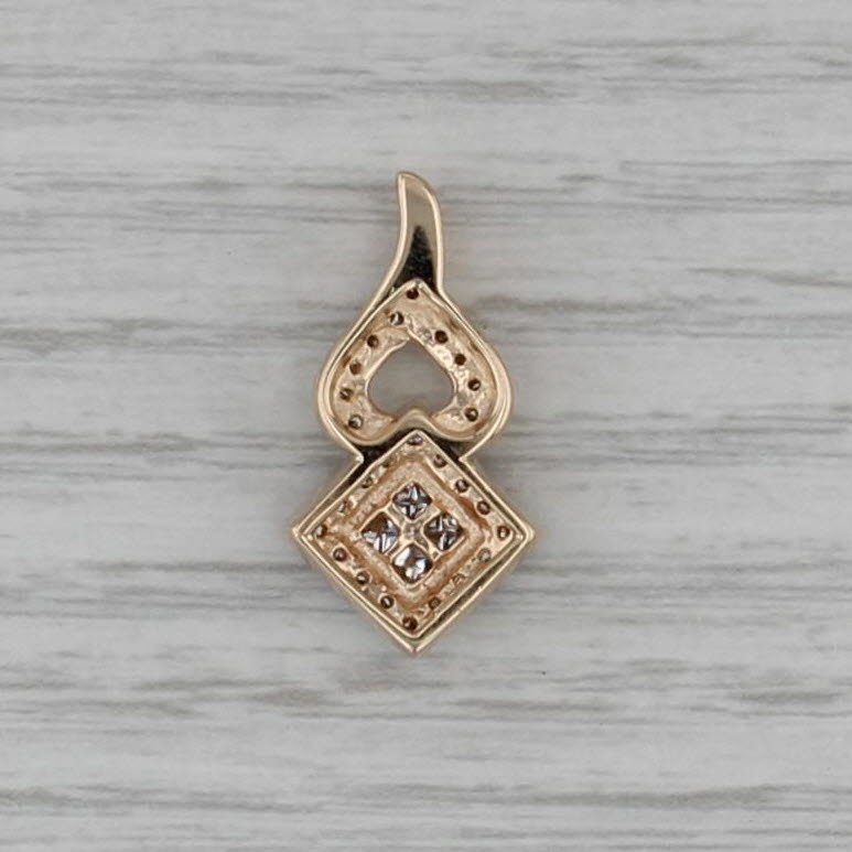 0.38ctw Diamond Halo Pendant 14k Yellow Gold Floating Drop