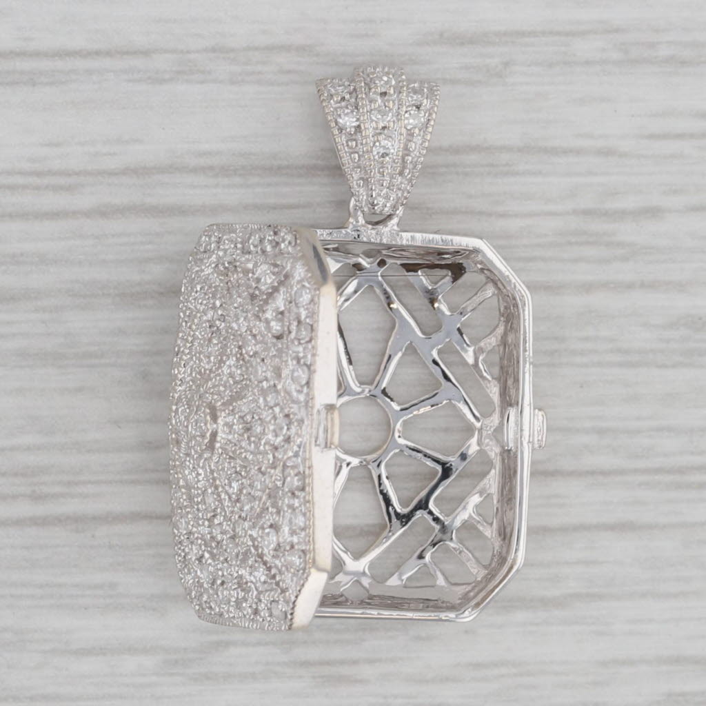 Gray 0.20ctw Diamond Diffuser Pendant 14k White Gold Opens Locket