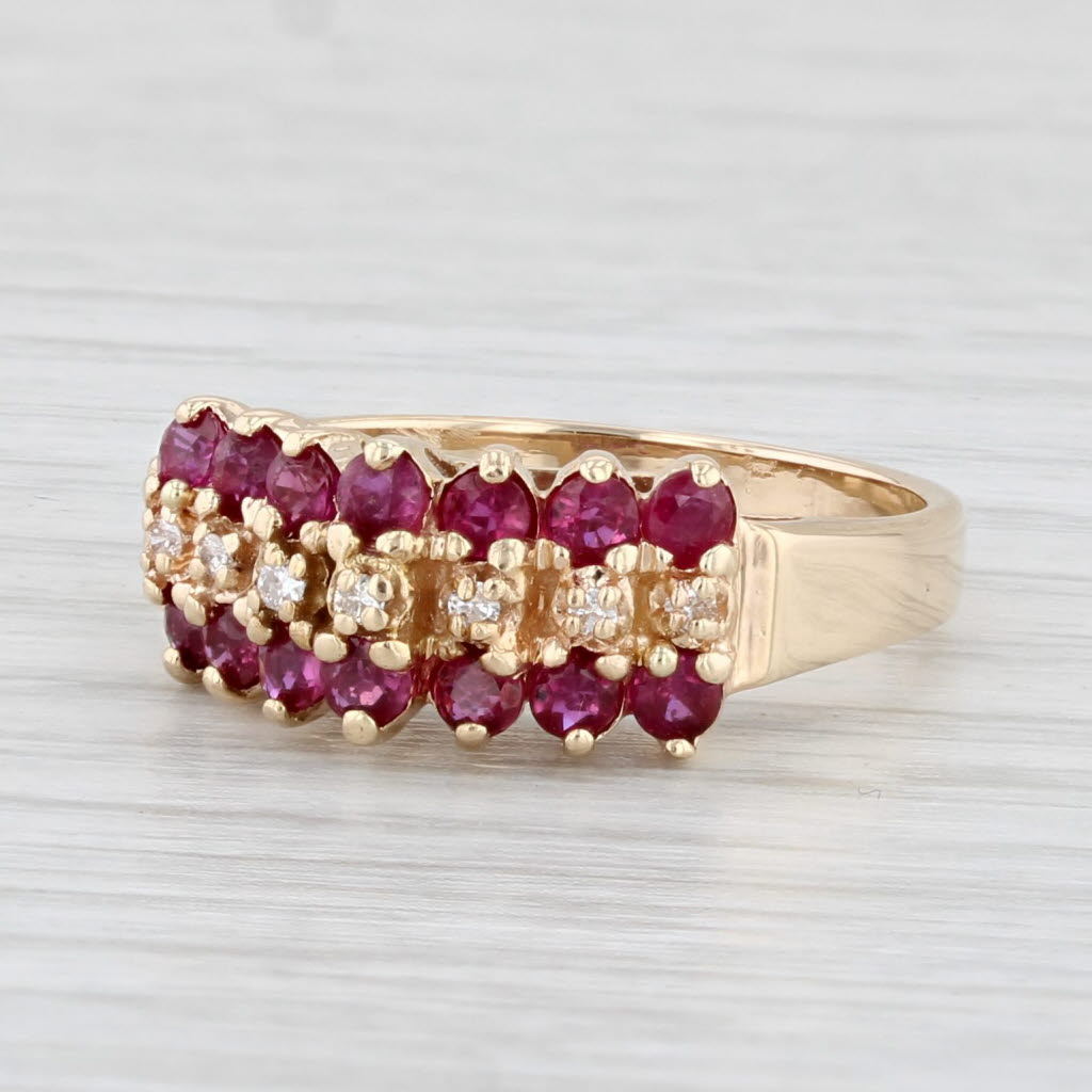 Light Gray 0.62ctw Tiered Ruby Ring 14k Yellow Gold Size 6.5 Stackable