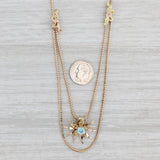Vintage 0.80ct Blue Zircon Flower Pendant Necklace 10k Gold 20.5" Box Chain