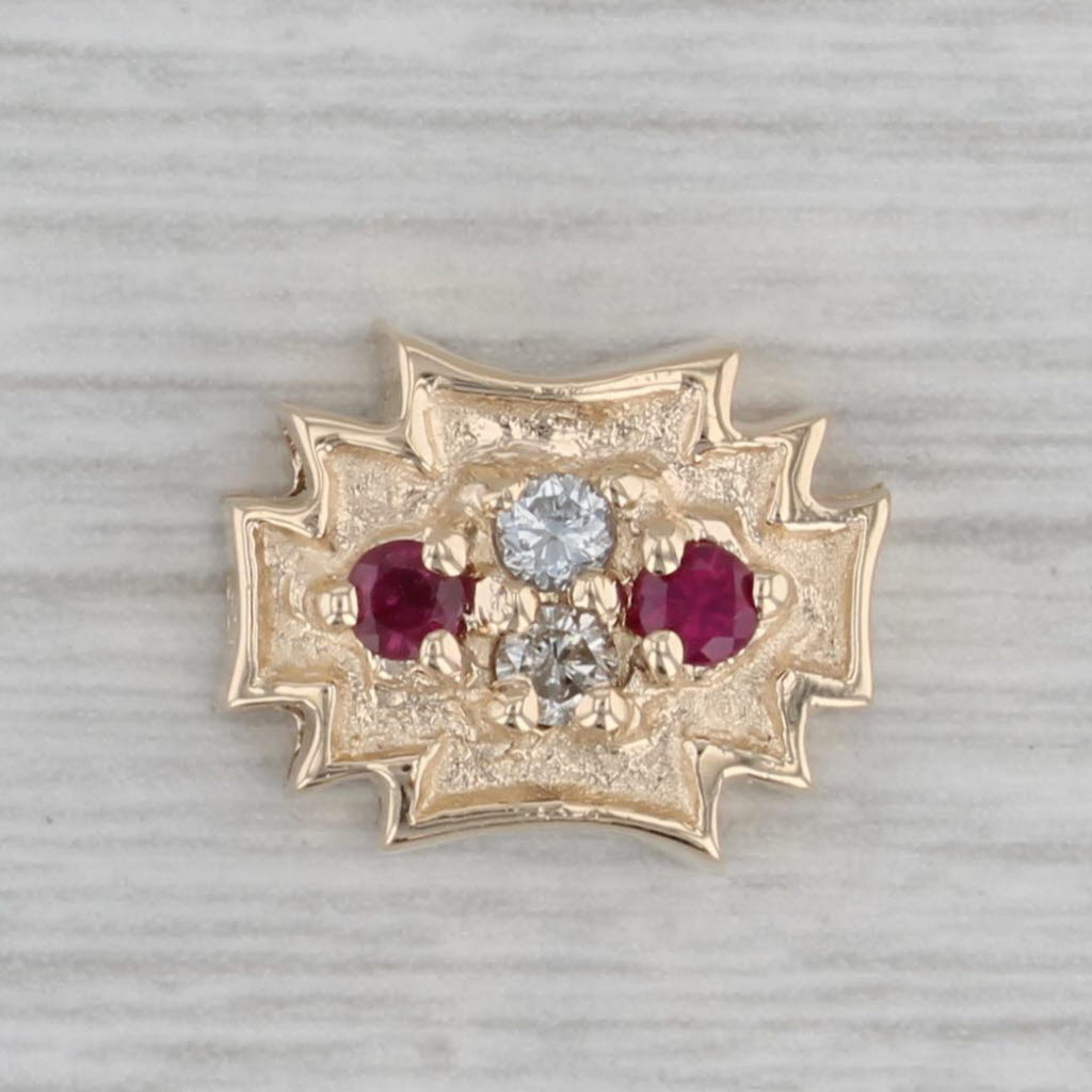 Gray 0.20ctw Diamond Ruby Slide Charm Bracelet 14k Yellow Gold