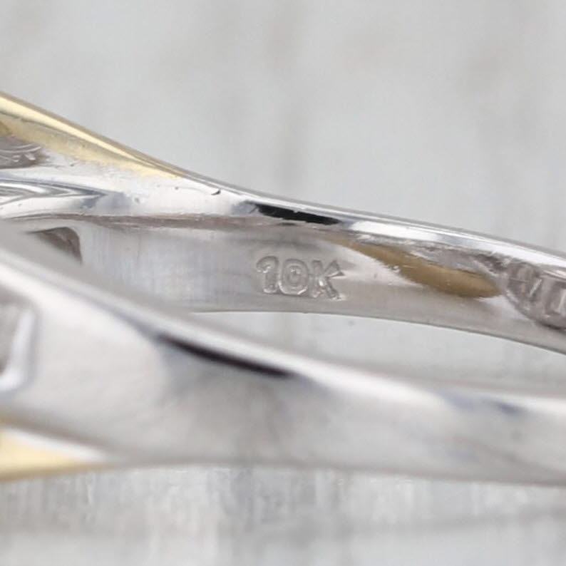 0.80ctw Diamond Contoured Ring Abstract Overlay 10k White Yellow Gold Size 7