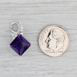 Gray New 3ctw Princess Amethyst Diamond Pendant 14k White Gold