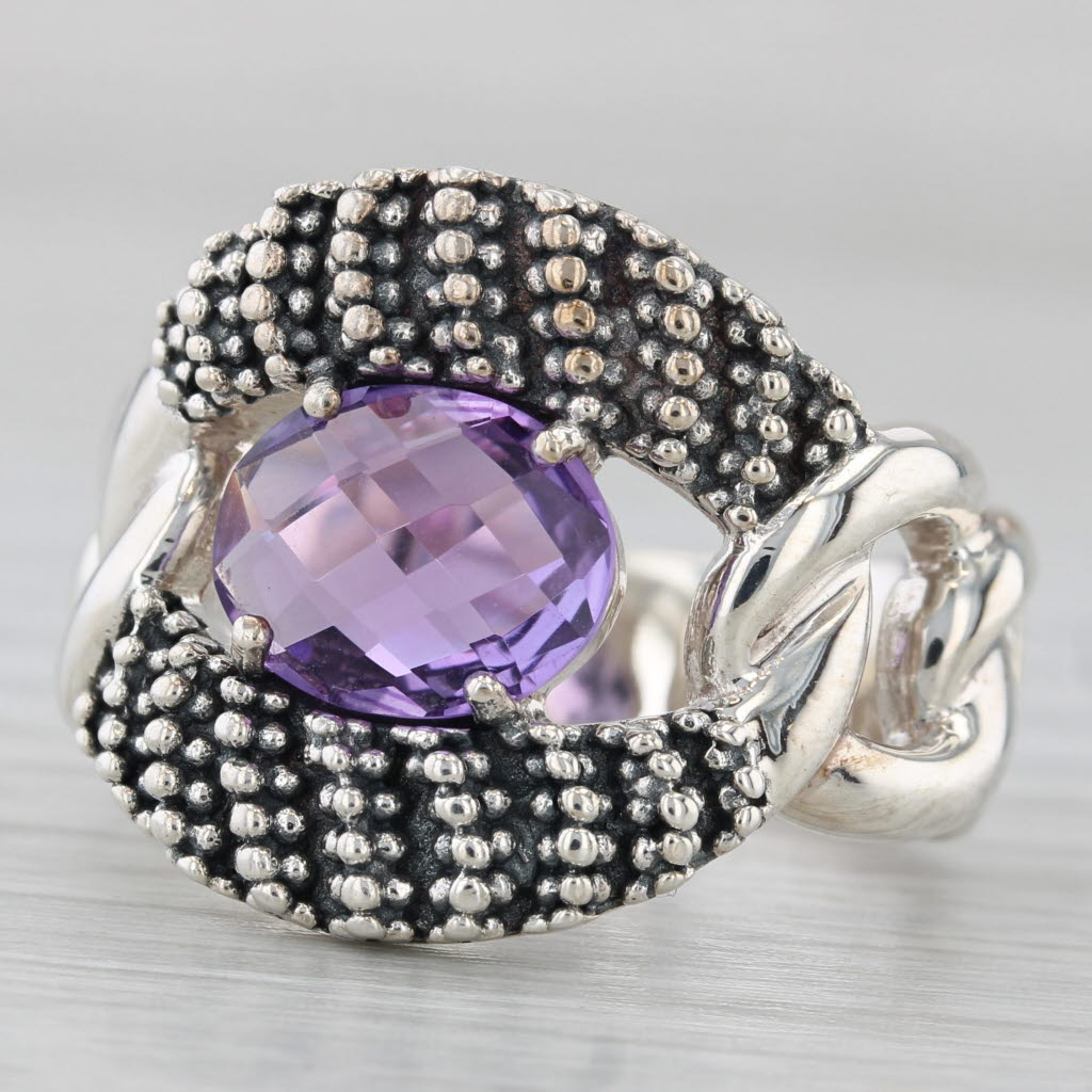 Gray Michael Dawkins 1.80ctw Amethyst Ring Sterling Silver Size 8 Statement