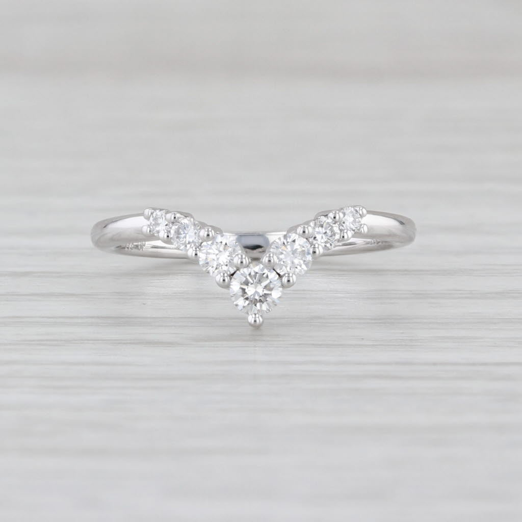 0.364ctw Lab Grown Diamond Wedding Band 14k White Gold Contoured Ring Size 6.25