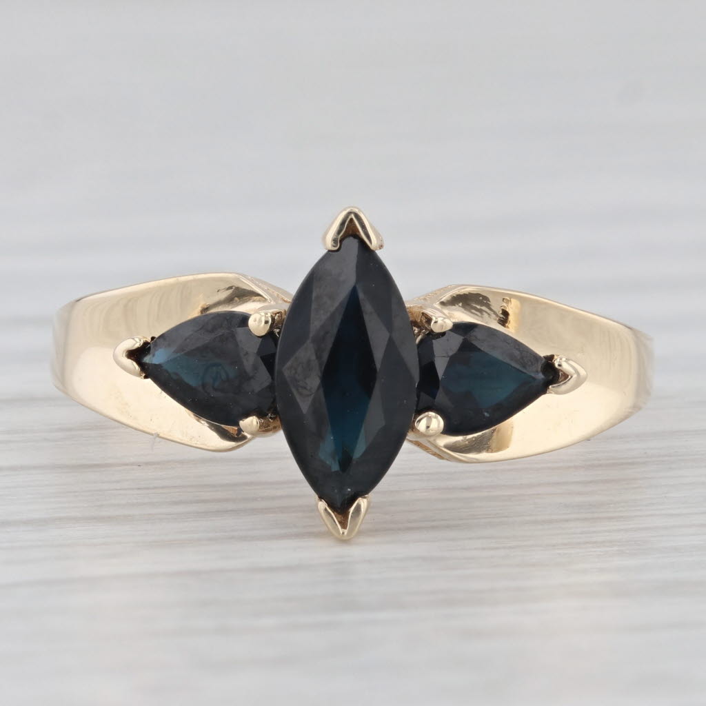 Light Gray 2.30ctw Blue Marquise Sapphire Ring 10k Yellow Gold Size 10