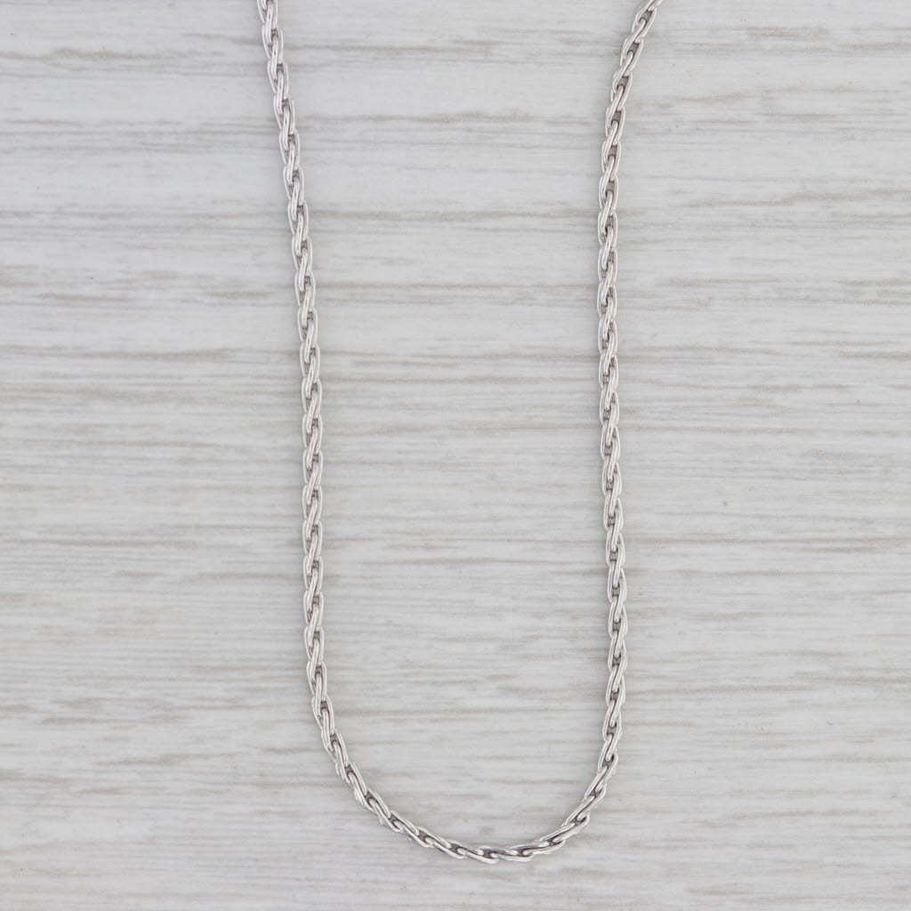 Gray 20" 1.7mm Rope Chain Necklace 14k White Gold Lobster Clasp