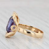 Light Gray Lab Created Purple Sapphire Ring 18k Yellow Gold Size 6.25 Oval Solitaire
