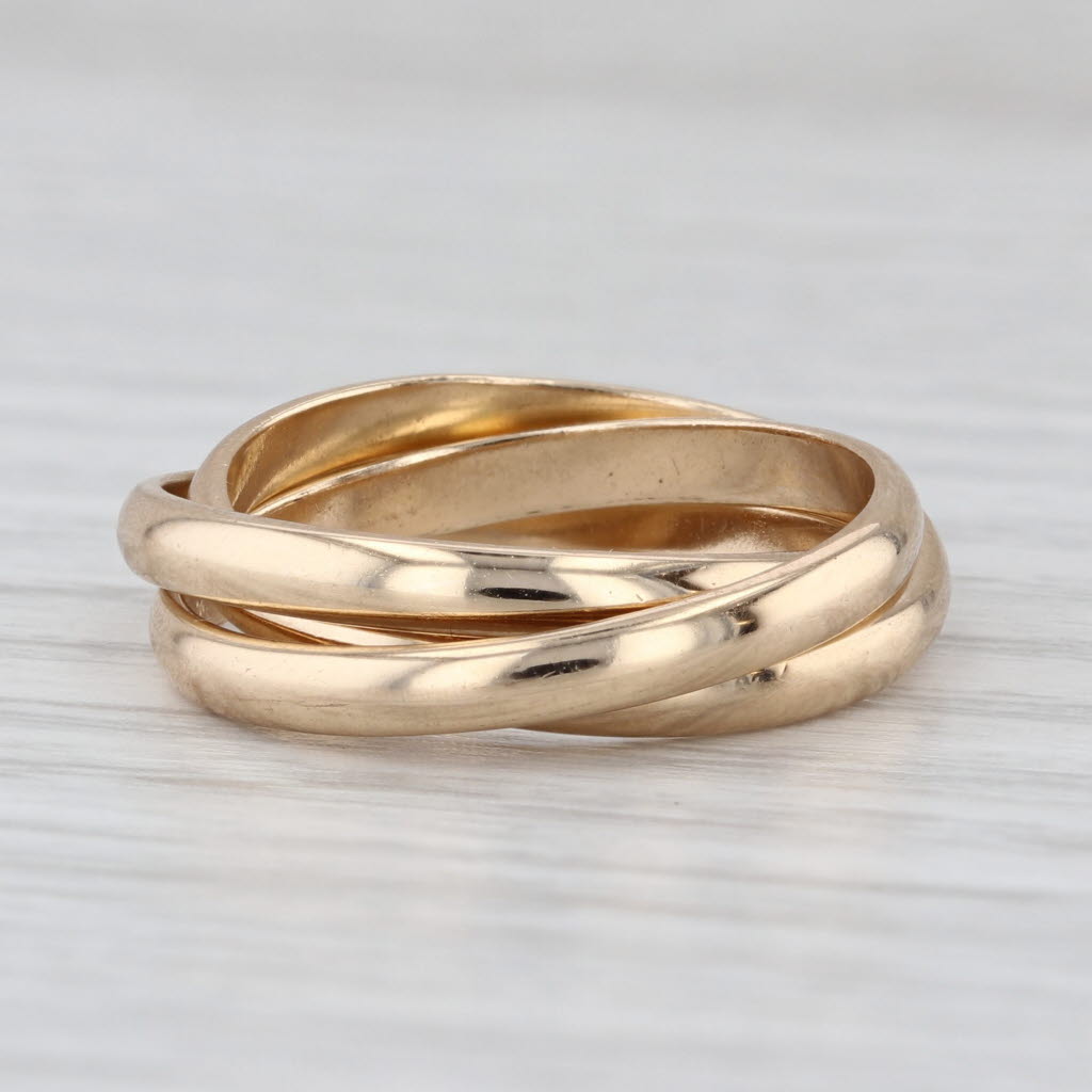 3 Interlocking Bands Puzzle Rolling Ring 14k Yellow Gold