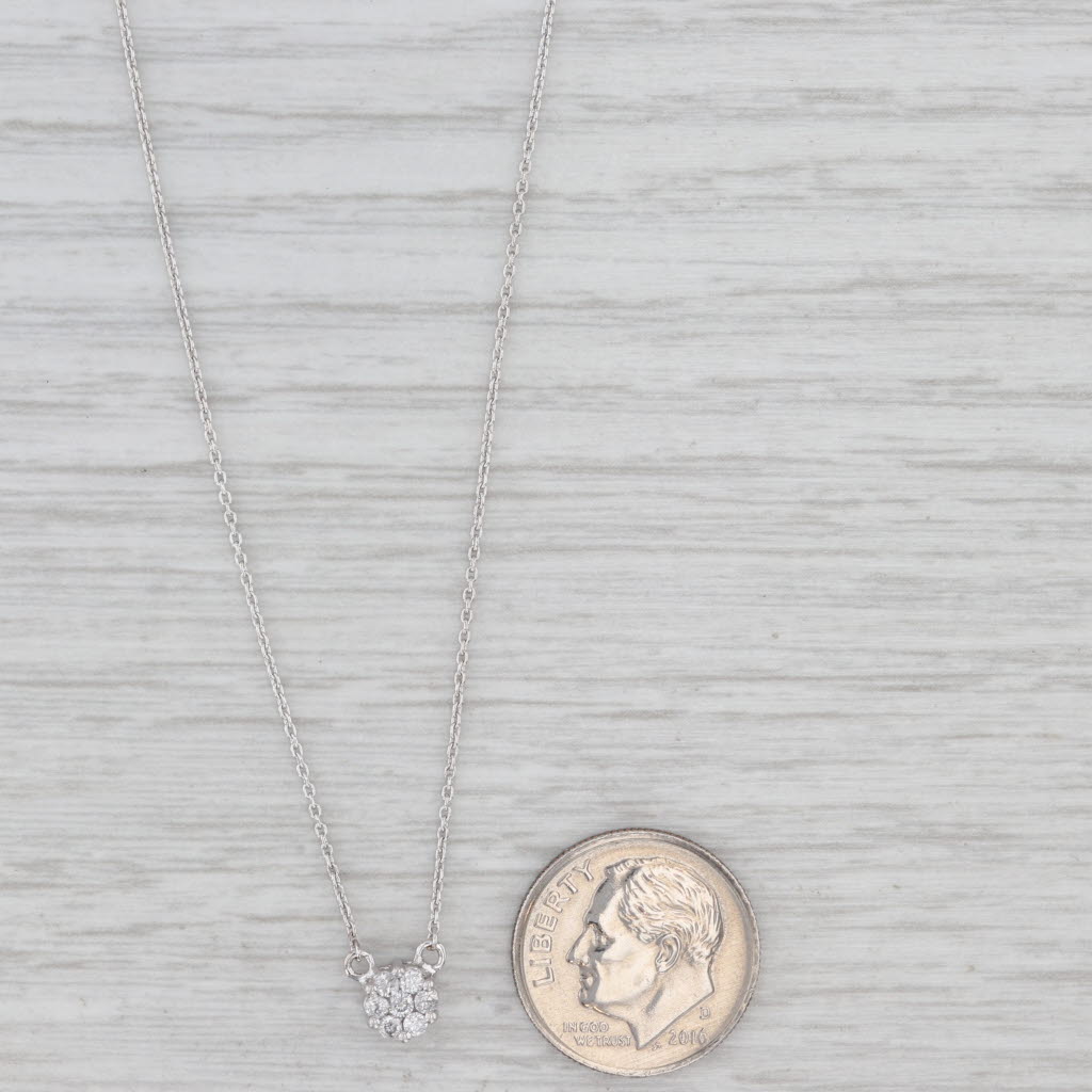 New 0.15ctw Diamond Cluster Stationary Pendant Necklace 14k Gold Adjustable