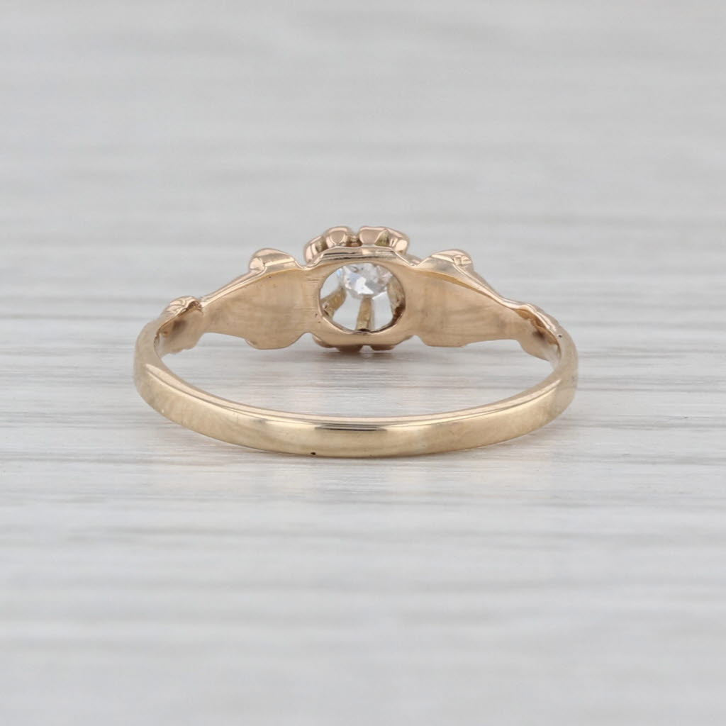 Antique Diamond Solitaire Ring 14k Yellow Gold Size 5