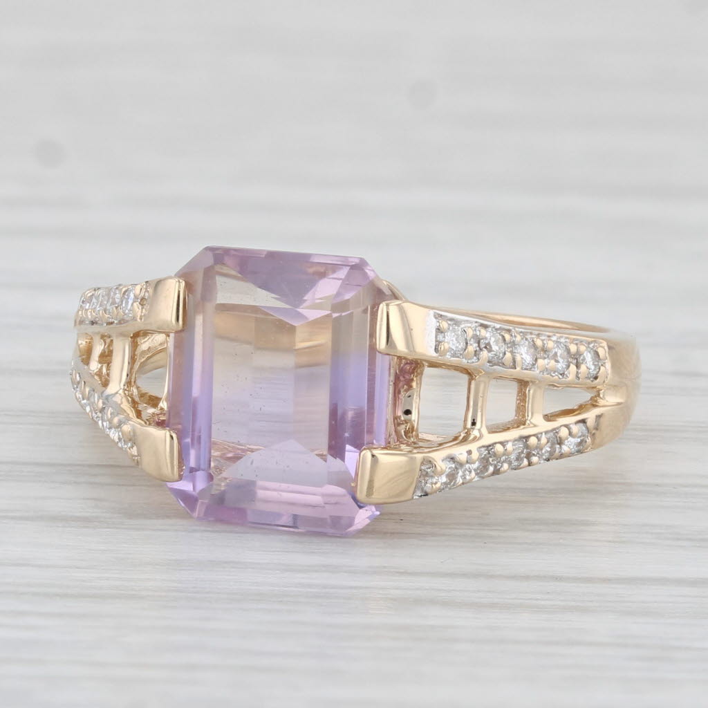 Light Gray 2.80ctw Purple Ametrine Diamond Ring 14k Yellow Gold Size 7