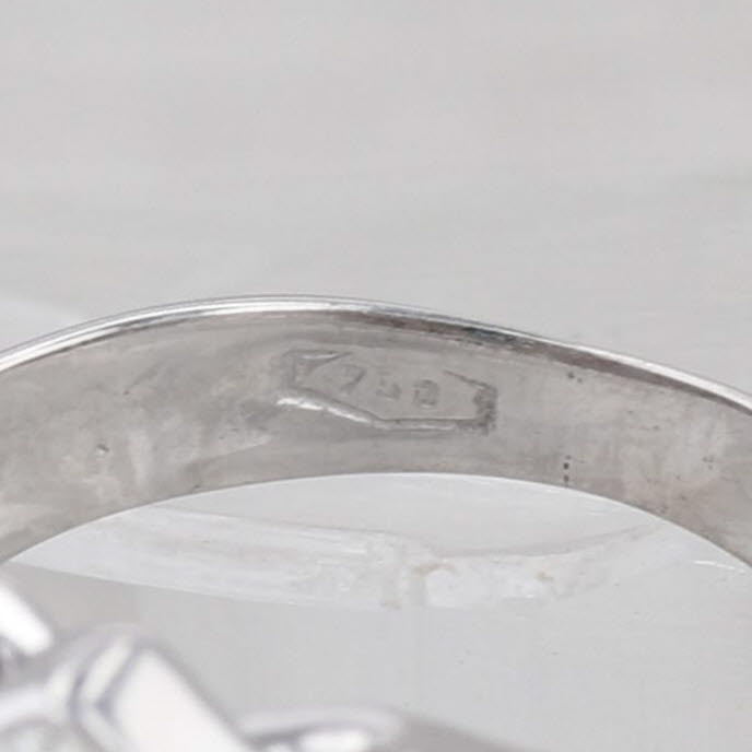 0.82ctw Blue Sapphire Diamond Halo Ring 18k White Gold Size 3.5 Engagement