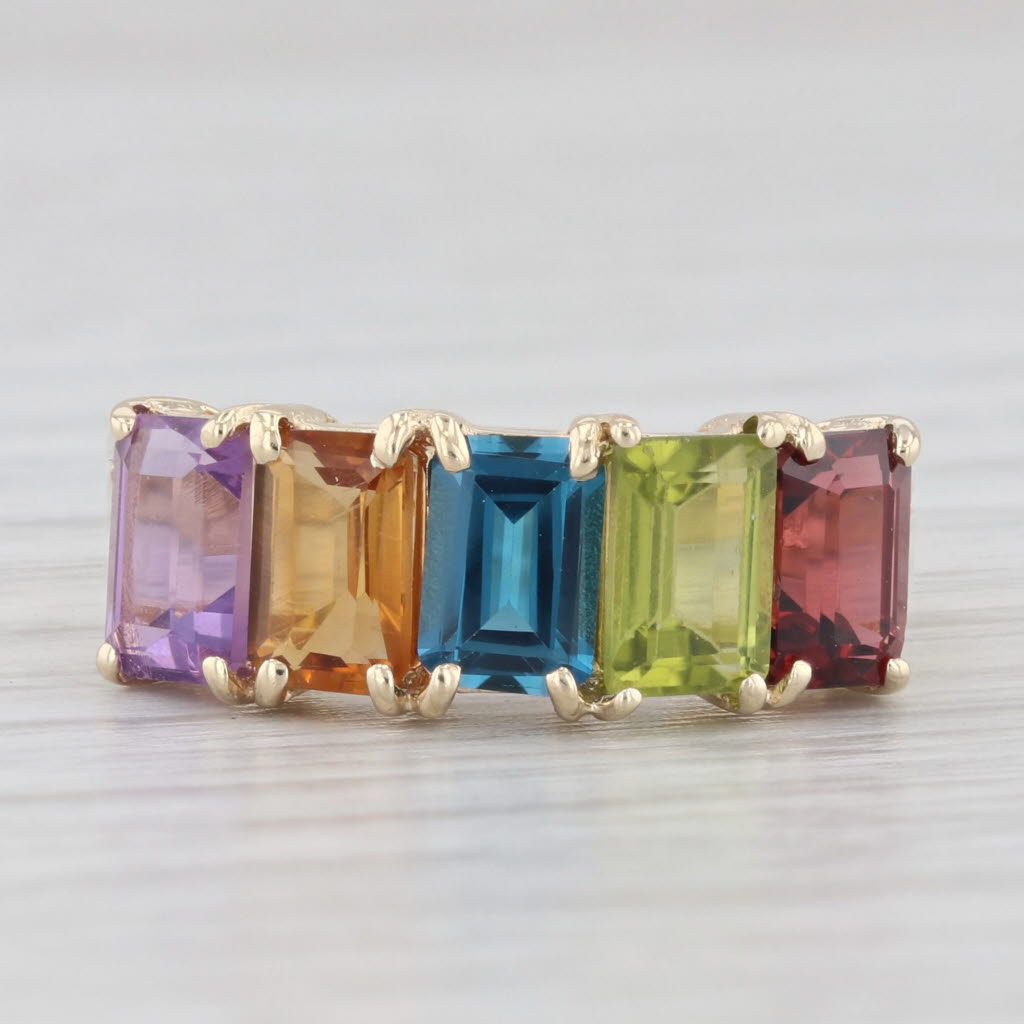 Light Gray 3ctw Rainbow Gemstone Ring 10k Gold Size 7 Amethyst Citrine Topaz Peridot Garnet