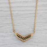 Gray 1.34ctw Emerald Diamond V Necklace 14k Yellow Gold 15.5" Wheat Chain