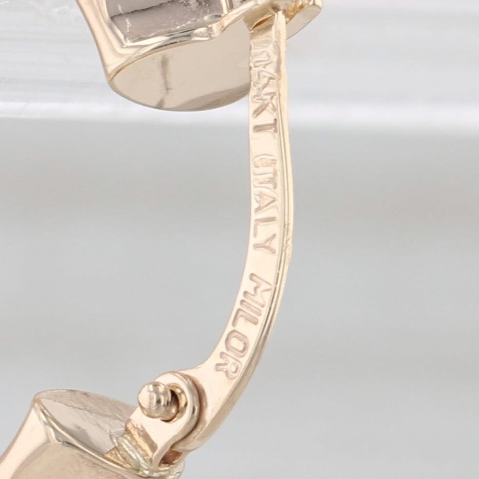 Beveled Hoop Earrings 14k Yellow Gold Snap Top Round Hoops