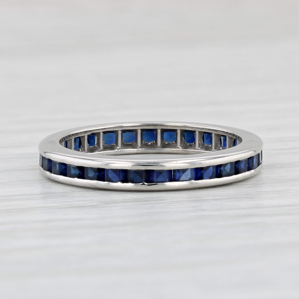 Light Gray Vintage 1.70ctw Lab Created Sapphire Eternity Ring Palladium Wedding Band Sz 6