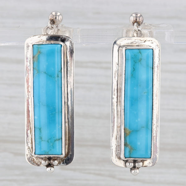 Light Gray Native American Turquoise Dangle Earrings Sterling Silver Vintage Navjo G Yazzie