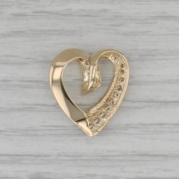 0.27ctw Diamond Heart Pendant 14k Yellow Gold Open Floating Drop