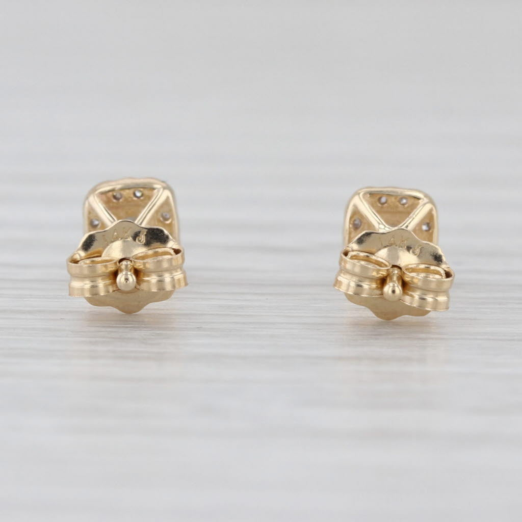 0.12ctw Diamond Halo Stud Earrings 14k Yellow Gold Small Round Studs