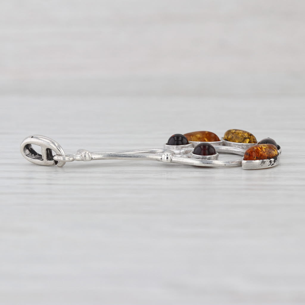 Abstract Amber Statement Pendant Sterling Silver Drop