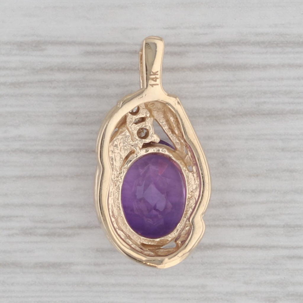 Gray 1.62ctw Oval Amethyst Diamond Pendant 14k Yellow Gold