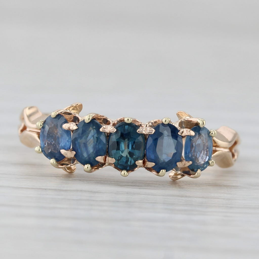 Gray Vintage 1.25ctw Blue Sapphire Ring 10k Rose Gold Stackable Size 6.5