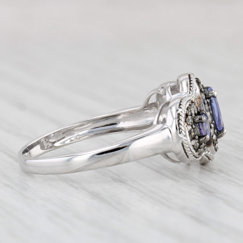 Light Gray 1.07ctw Tanzanite Diamond Ring 14k White Gold Size 8