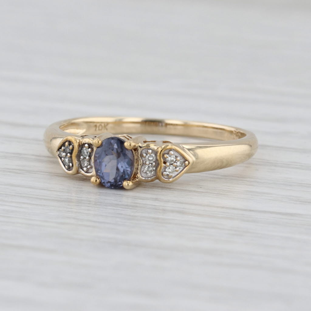 0.45ctw Color Change Garnet Diamond Ring 10k Yellow Gold Heart Accents