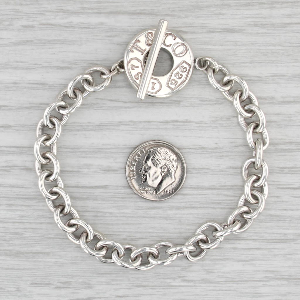 Tiffany & Co 1837 Toggle Charm Bracelet w/ Pouch Sterling Silver 7.5"