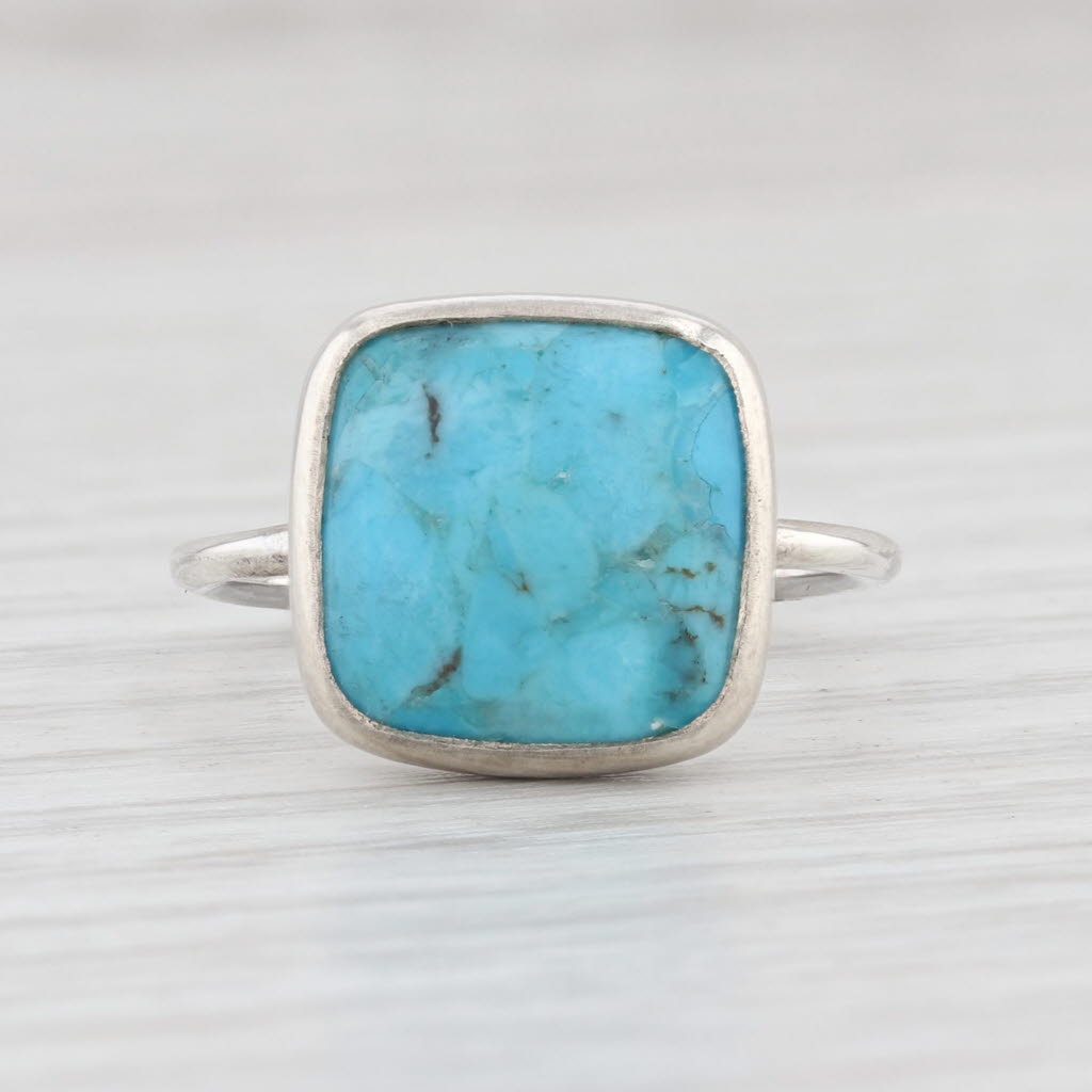 New Nina Wynn Turquoise Ring Sterling Silver Size 7 Marbled Solitaire