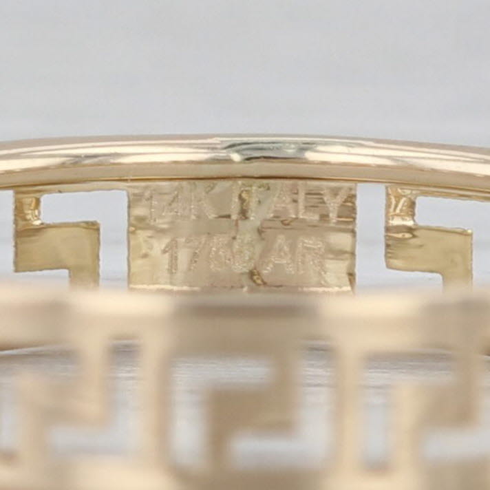Greek Key Pattern Band Ring 14k Yellow Gold Size 6 Ring Wide 4.3mm