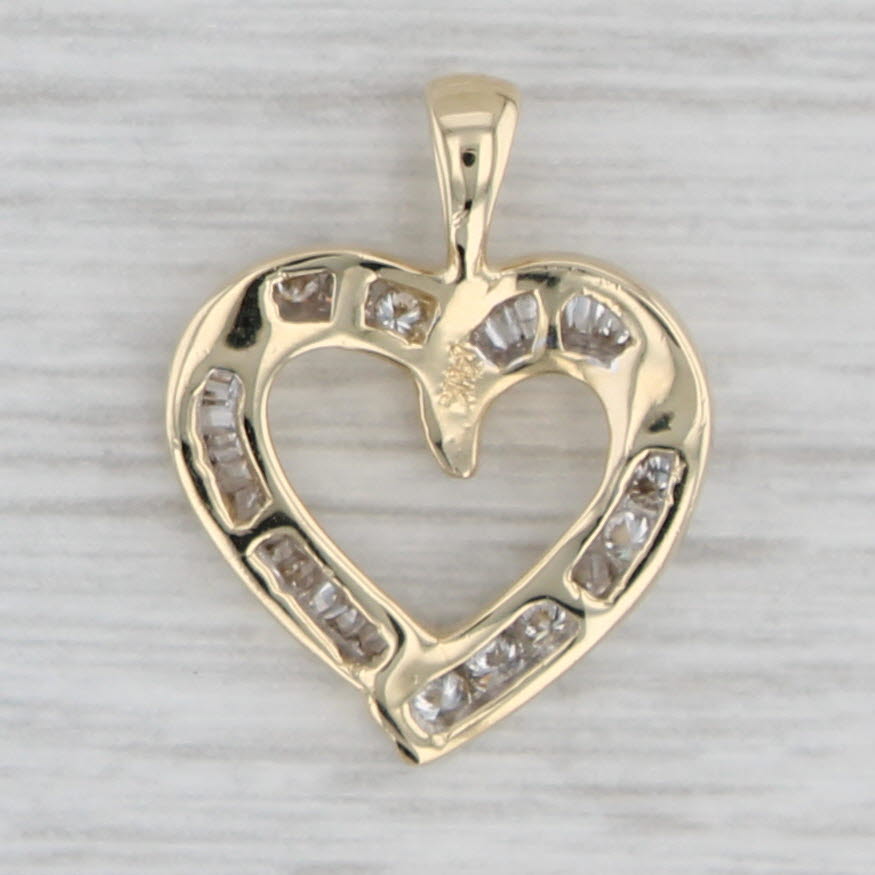 Gray 0.30ctw Diamond Open Heart Pendant 14k Yellow Gold Small Drop