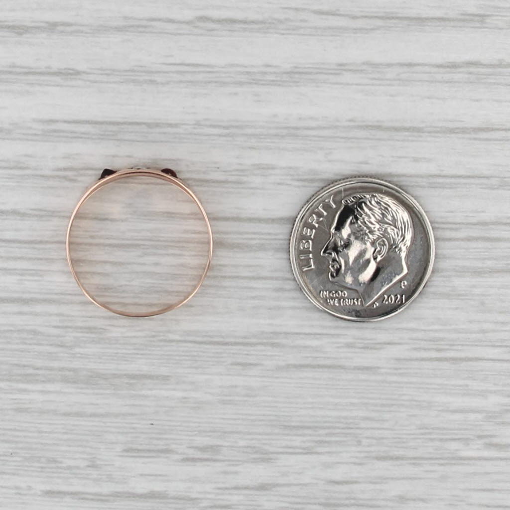 Antique Simulated Pearl Red Glass Ring 8k Rose Gold Size 6.25-6.75