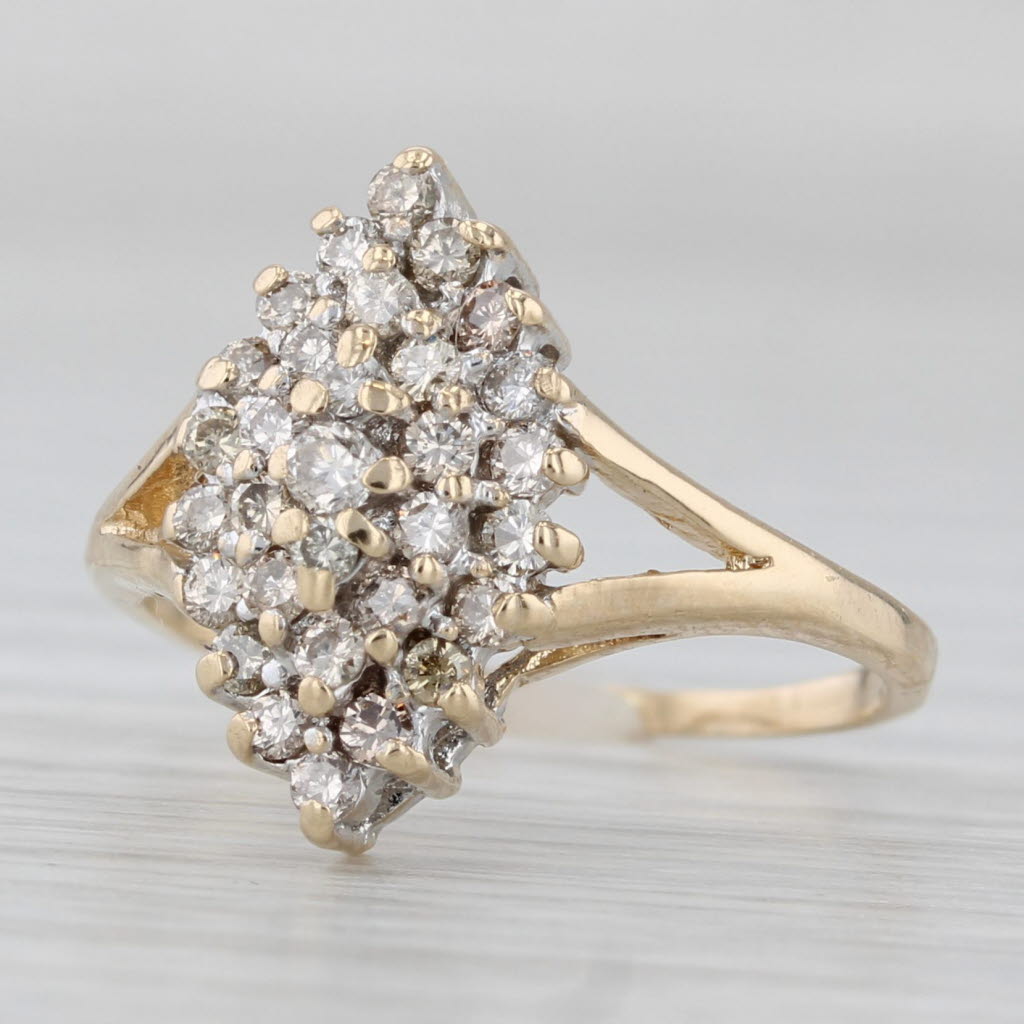 Gray 0.44ctw Diamond Cluster Ring 10k Yellow Gold Size 5