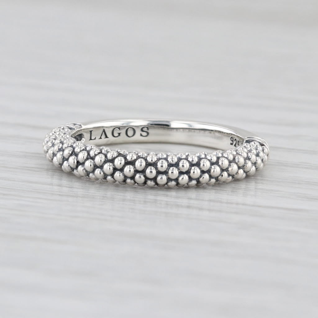 New Lagos Signature Caviar Bead Stacking Ring Sterling Silver Size 7 Band