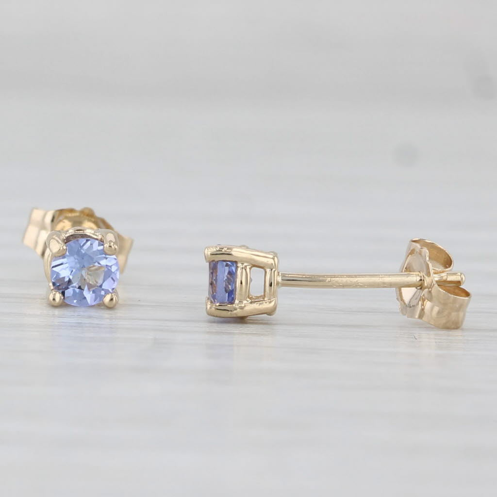 Light Gray 0.40ctw Tanzanite Stud Earrings 14k Yellow Gold Round Solitaire Studs