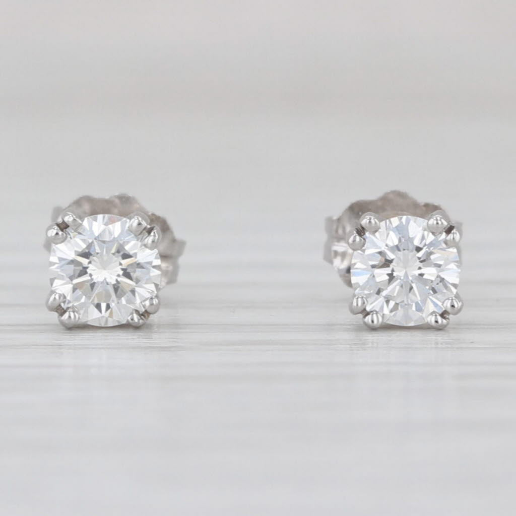 0.51ctw Diamond Stud Earrings 10k White Gold Round Solitaire Studs