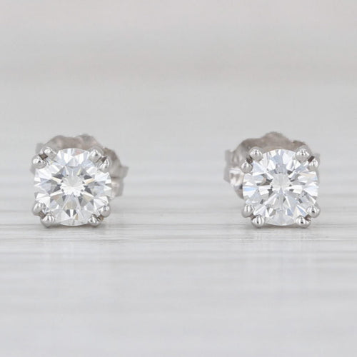 0.51ctw Diamond Stud Earrings 10k White Gold Round Solitaire Studs