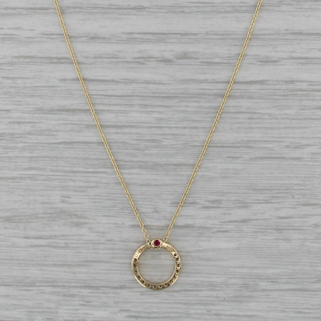 New Roberto Coin Tiny Treasures Diamond Circle Pendant Necklace 18k Gold 16"-18"
