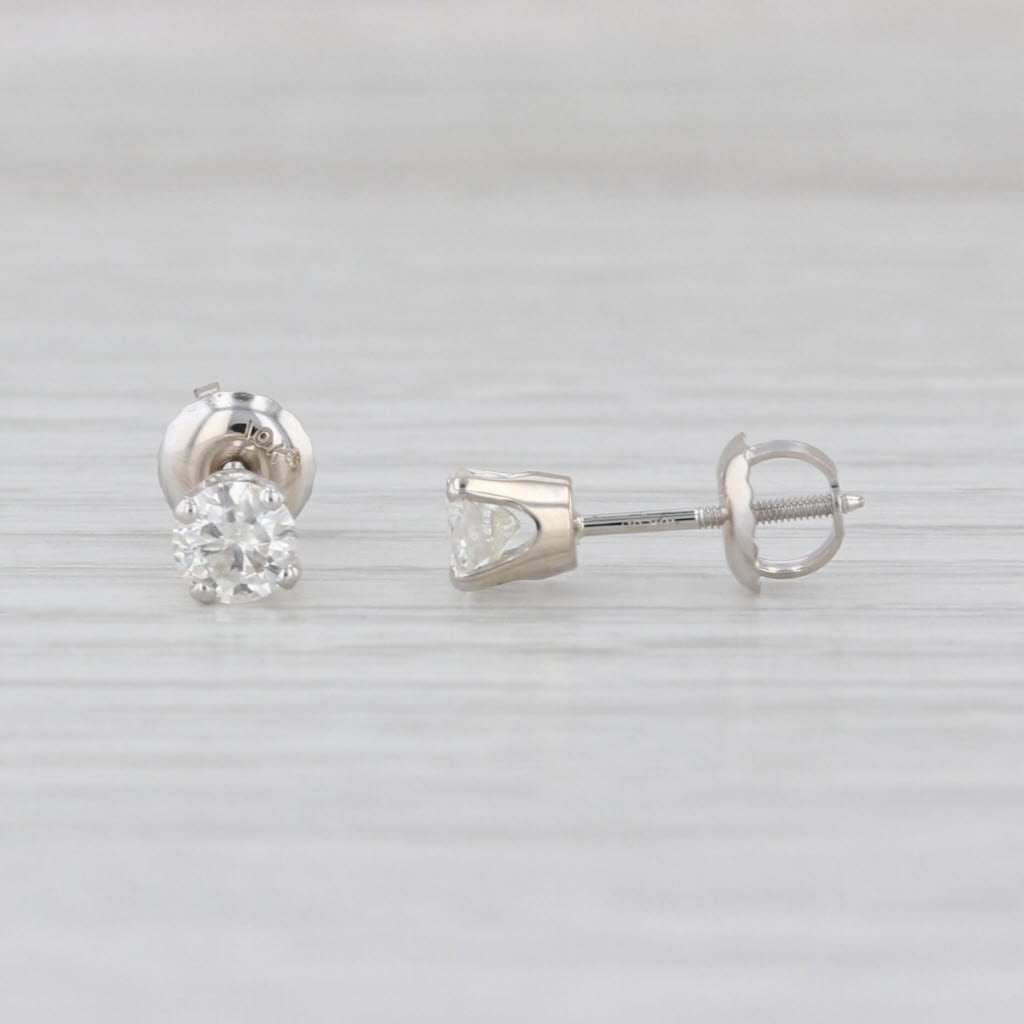 0.51ctw Round Diamond Solitaire Stud Earrings 10k White Gold Studs