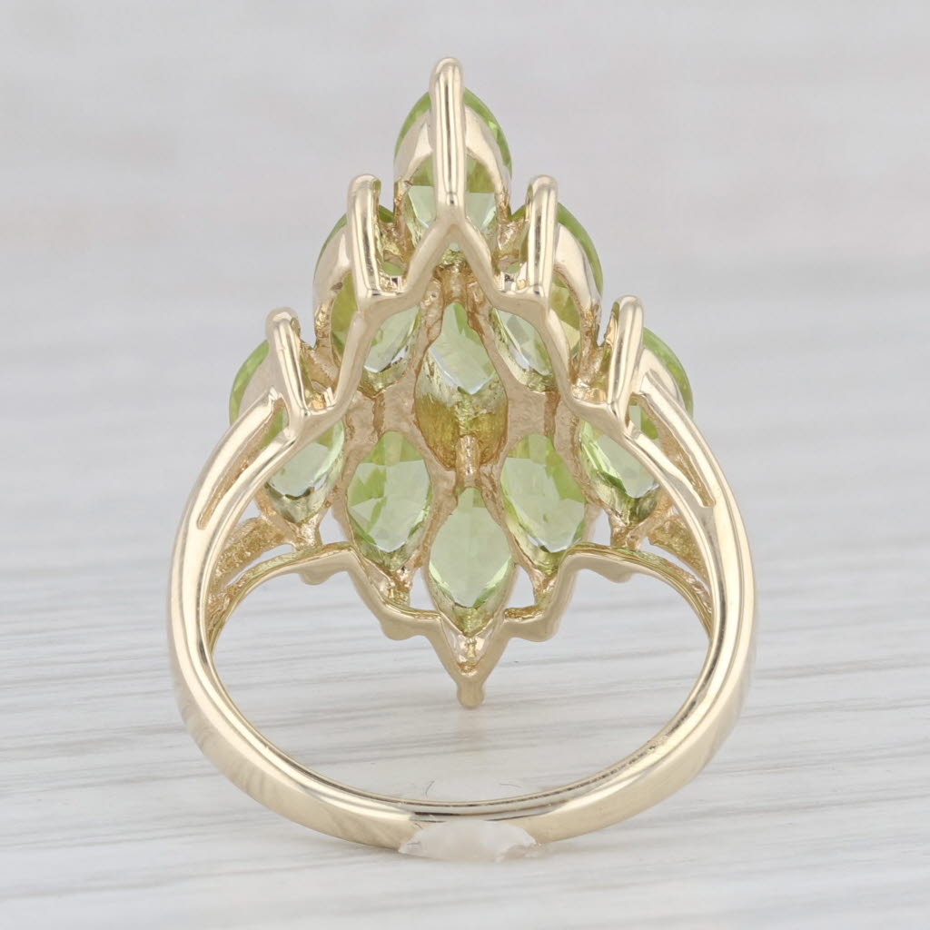 Light Gray 5.75ctw Green Peridot Cluster Cocktail Ring 10k Yellow Gold Size 6.25