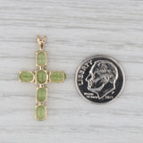 3ctw Green Peridot Cross Pendant 14k Yellow Gold