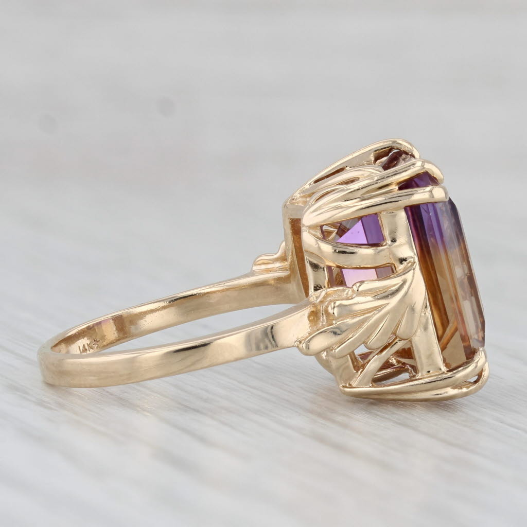 Gray 9.40ct Purple Yellow Ametrine Solitaire Ring 14k Yellow Gold Size 7.5