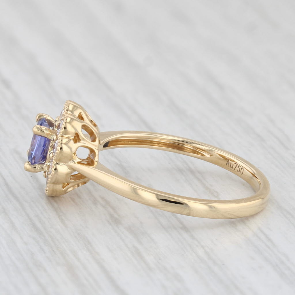 Light Gray New 1.03ctw Tanzanite Diamond Halo Ring 18k Yellow Gold Size 7.25 Engagement