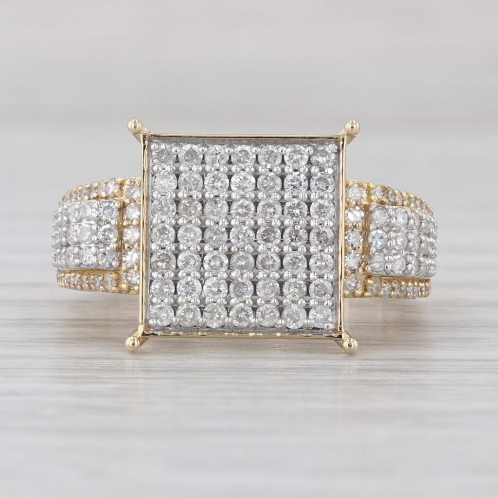 1.01ctw Pave Diamond Ring 10k Yellow Gold Size 8