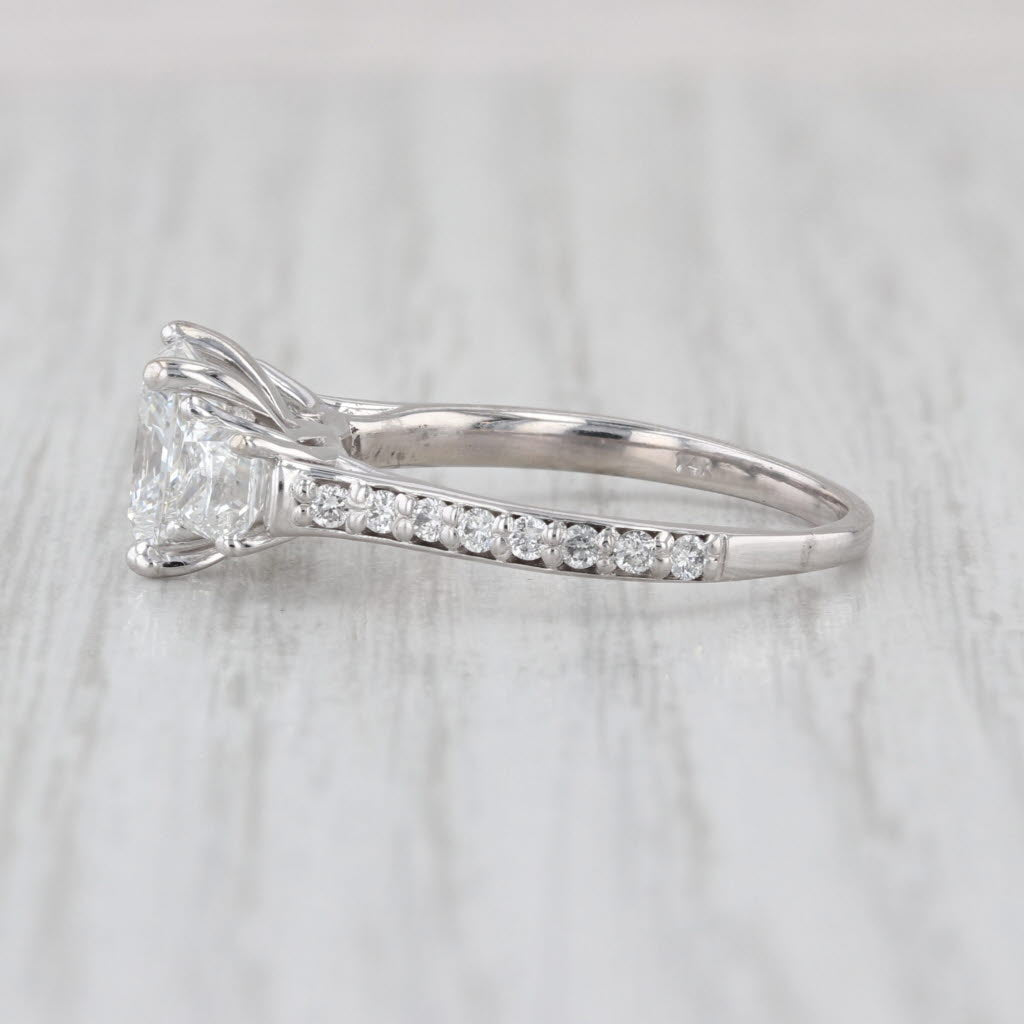 GIA 3.01ctw Princess Diamond 3-Stone Engagement Ring 14k White Gold Size 7.5